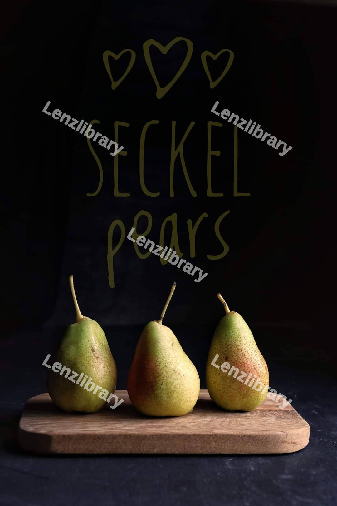 Pears in black background